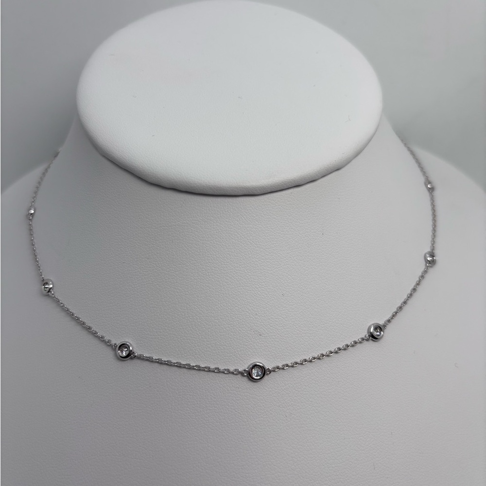 14k white solid gold necklaces with lab grown diamonds